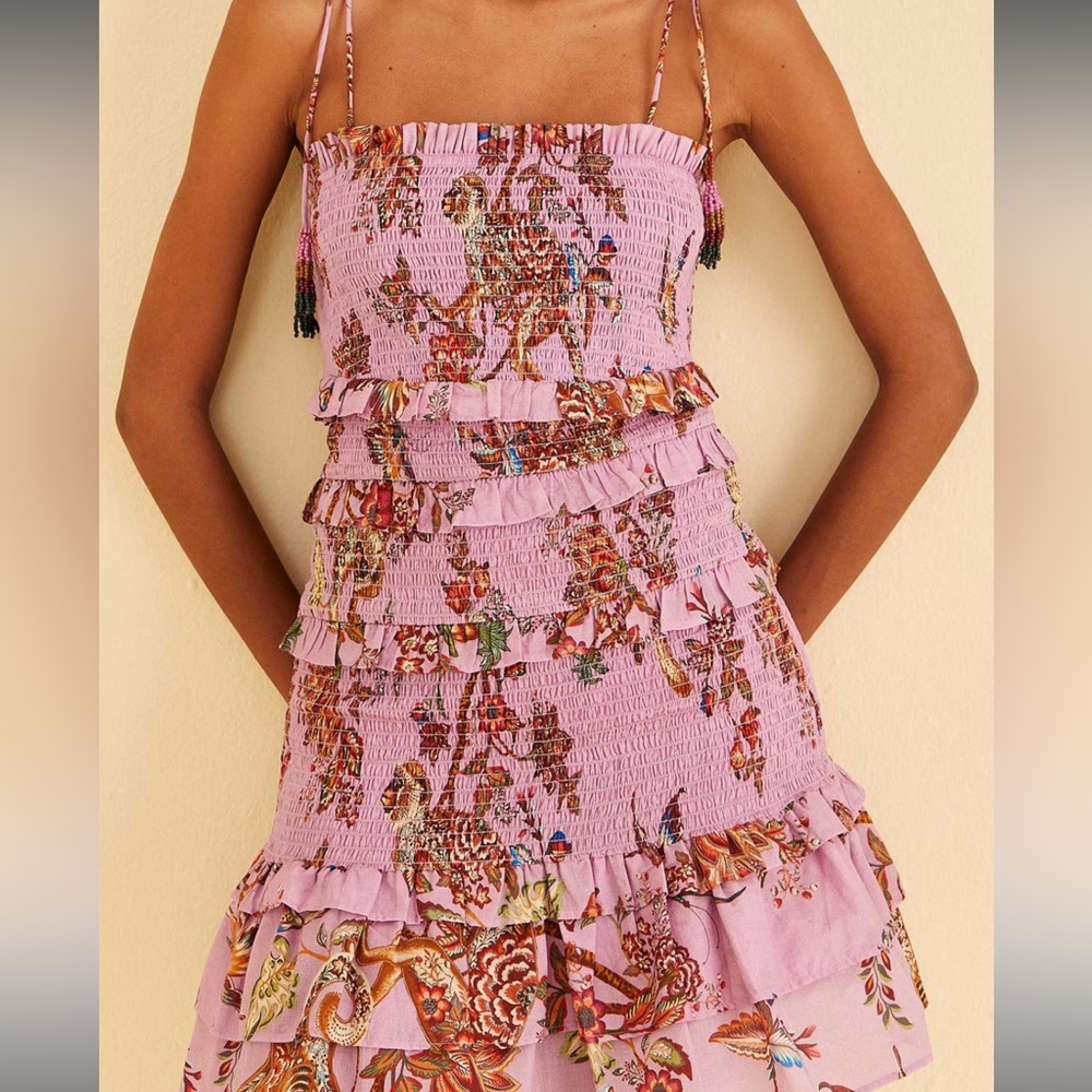 NWOT Farm Rio Lilac Floral Monkey Smocked Mini Dress Size XL